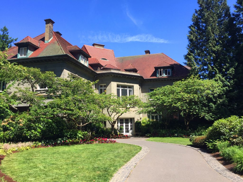 Pittock Mansion front entrance walk-way